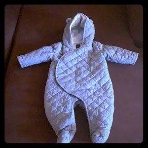 Unisex Baby Quilted Chambray Bear One-Piece
